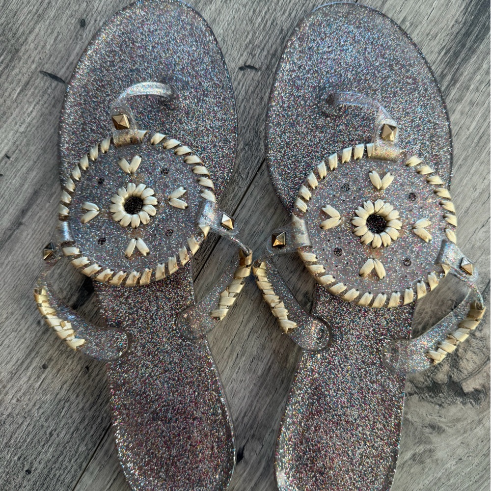 Jack Rogers Glitter Georgica Jelly Sandals with Beaded Accents